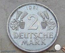 Moneta 2 marki 1951 F kłosy z winogronami myśliwy 386 Cu Ni moneta kolekcjonerska 