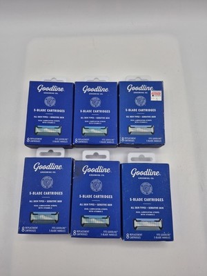 Lot of 6 Goodline Grooming 5-Blade Razor Refills (8 Replacement Cartridges) New