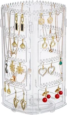 360° Rotating Jewellery Stand Organiser, Clear Display Earring Holder, 4 Tiers J