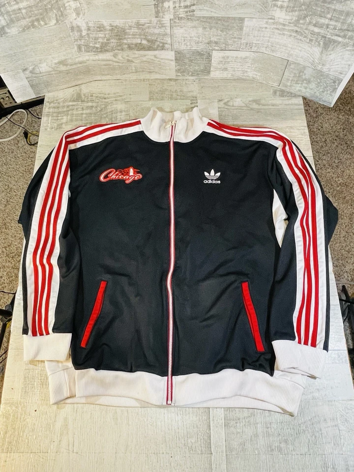 Редкая винтажная мужская спортивная куртка Adidas серии Original Cities на молнии Chicago XXL - Изображение 2 из 4