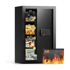 27.56'' Tall Fireproof Safe Box, 6.1 Cuft Home Safety Box with Fireproof Wate...