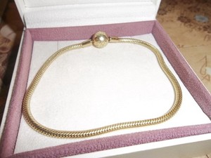 Authentic Genuine Pandora Shine !4ct Gold Plated Snake Chain Bracelet 568748C00 - 23cm