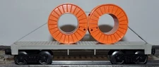 Lionel 6401 Gray Flatcar with 2 Orange Reels