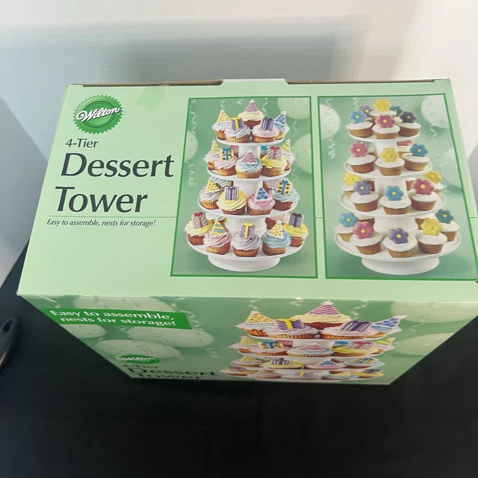 Wilton 4-Tier Stacked Cupcake Dessert Display Tower Wedding Shower, Original Box - Image 3 of 4