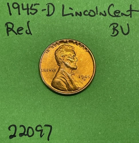 1945 D  Lincoln Wheat Cent / Penny 1c BU Uncirculated Mint State Coin