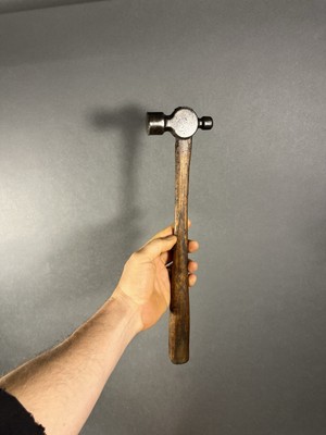 Antique Blacksmithing Ball Peen Hammer. 1800 s?? 1lb 1oz. Long 15.5  Handle.