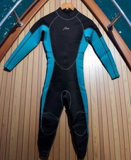 Women  s Sz 6 Hevto Blue Black 1/2 Zip 3/2mm Neoprene Wet Suit Scuba Ski Snorkel