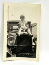 Antique 1930s Photo Girl On Hood Barefoot Of Ford Car Auto California Plates