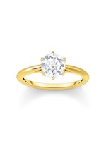 Thomas Sabo TR2474-414-14-56 Vergoldeter Ring Mit WeißEm Stein Im Brillantsch...