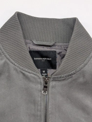 ​Banana Republic Mens Vegan Faux Suede Bomber Jacket Charcoal Gray Medium image 3
