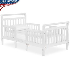 3-in-1 Convertible Toddler Bed Low Floor Design Safety Rails Stable Furniture US
