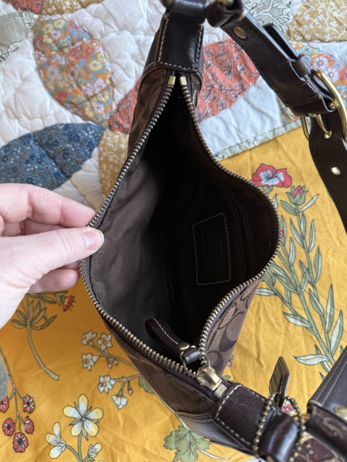 VTG Coach Signature Demi Hobo Shoulder Bag Purse Y2K 90s Glam RARE  Brown 2000s thumbnail 5