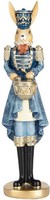 Clayre & Eef Deko-Kaninchen Blau Gold 5X5X18 Cm Osterfigur Polyresin
