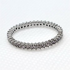 Sterling Silver 925 Eternity Band Prong Set Round White Stones Ring Size 9