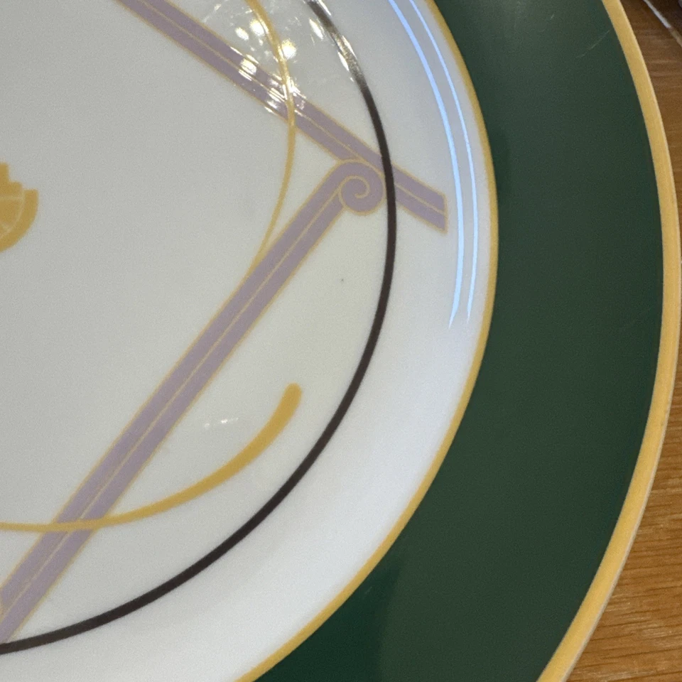 "Plato de cena Royale Rego Reino de Tailandia 10"" borde verde/diseño amarillo/lila"  Foto 3 de 4