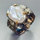 Vintage ring Natural Moonstone Ring 925 Sterling Silver Size 8.5 /R452336