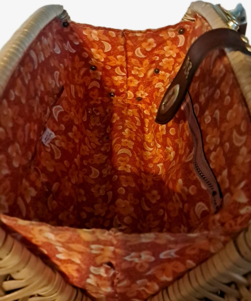 Bolso de mano vintage con canasta de mimbre hecho en Hong Kong británico tejido Foto 4 de 4