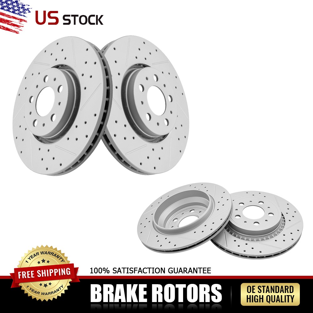 5 Lug Front and Rear Disc Brake Rotors for 2003-2010 2011 2012 2013 Volvo XC90