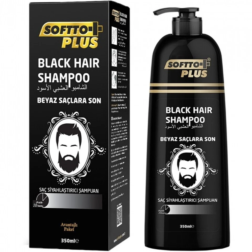Softto Plus Grey Coverage Black Hair Shampoo 12 oz - 350 ml Natural - Image 4 of 4