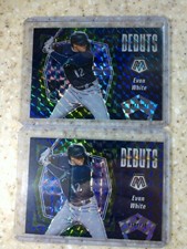 Lot (2) 2021 Mosaic Debuts Evan White green Prizm RC #PD19