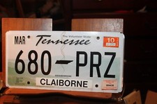 Tennessee License Plate 2010 Claiborne County 680-PRZ