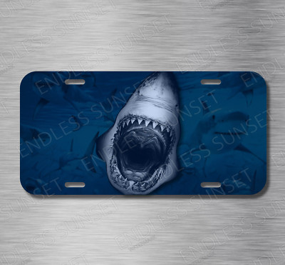 Shark Attack Great White Shark Jaws tiburón Ocean License Plate Front ...