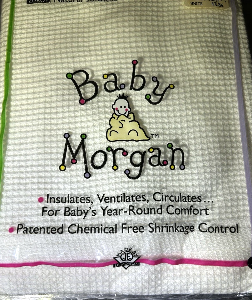 Manta de recepción Baby Morgan BLANCA 100 % algodón gofre 30 x 40 EE. UU. sellada en paquete Foto 3 de 4