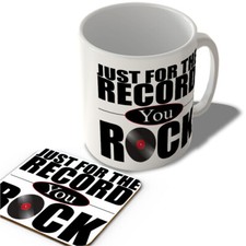 Just For The Record You Rock - Pun - Mug and Coaster Set
