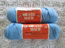 2 - 4 oz. Skeins M.H. Yarns MIRACLE MATCH Olefin/Acrylic  Worsted MED. BLUE YARN