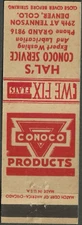 GAS STATION early ~ HAL’S CONOCO SERVICE ~ matchbook cover DENVER, CO colorado