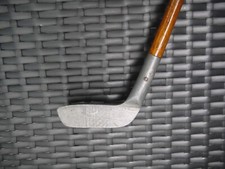 Unusual Vintage Wood Shaft Mills England BN Bent Neck Aluminum Mallet Putter