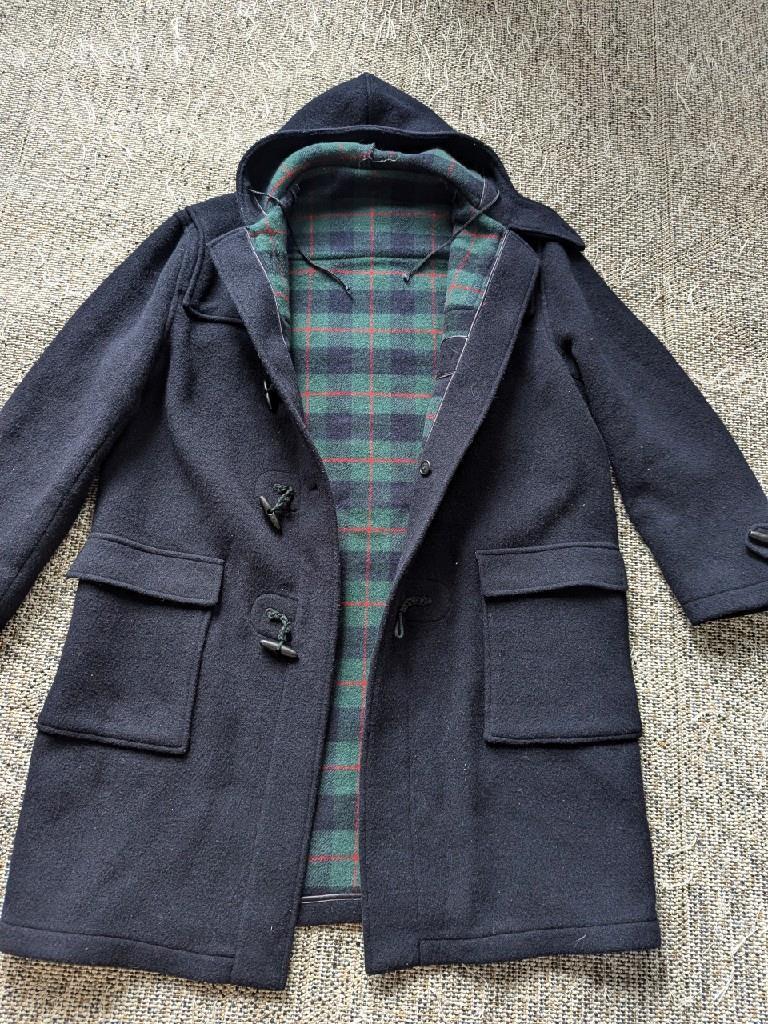 vintage NORDSTROM navy blue DUFFLE COAT wool blend XL double layer