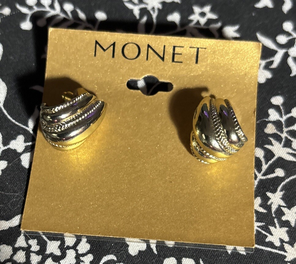 Monet New Gold JCP half Hoop Textured Earrings