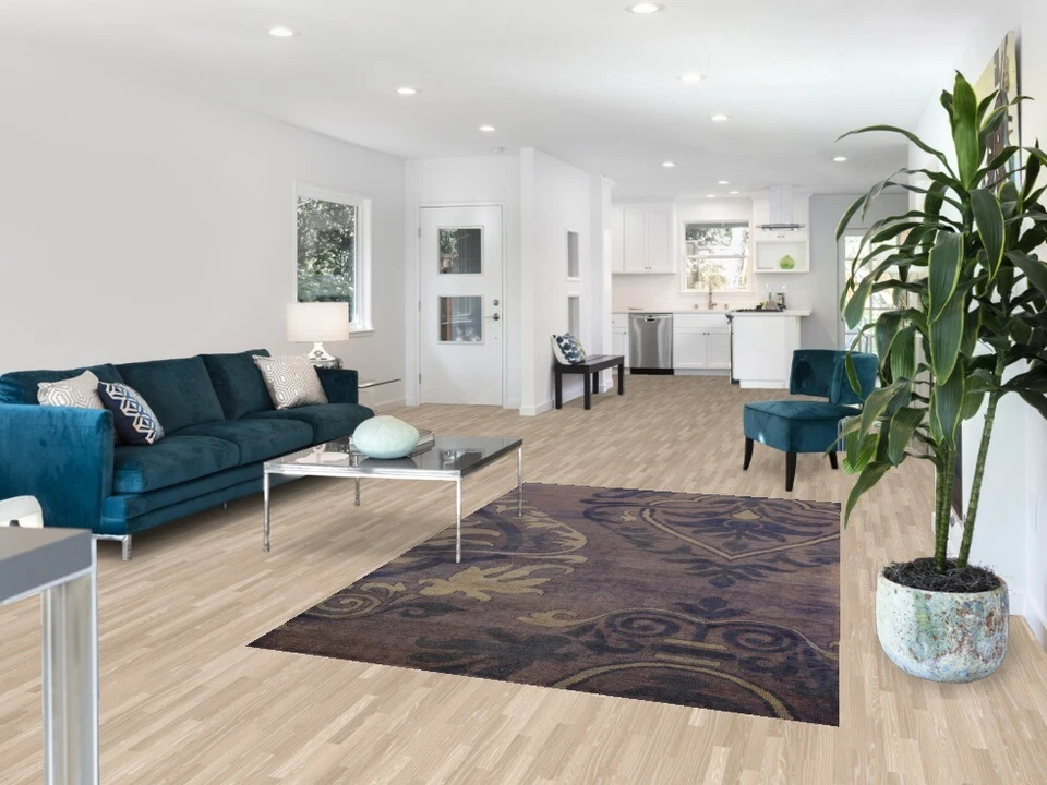 Abstract Indian Hand-knotted Wool Rug 5x8 ft Modern Design - Image 2 of 4