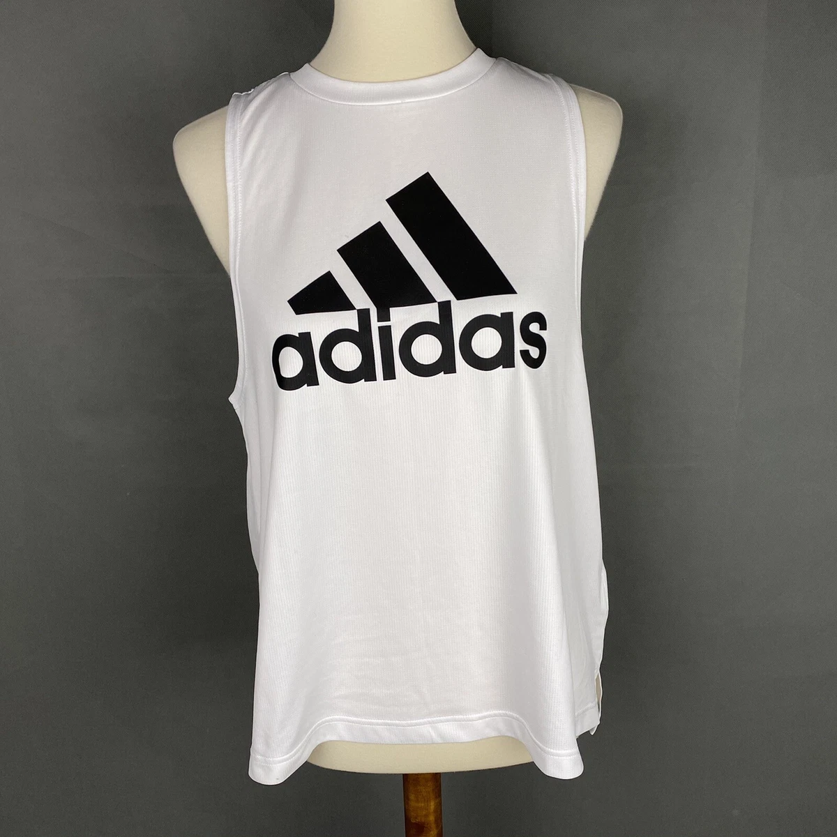 ADIDAS White Boxy Logo Training Vest Tank Top Size M eBay
