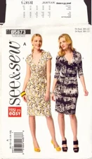 See&Sew 5873 Sewing Pattern, Misses' Dress and Sash, Size 8-16, Uncut