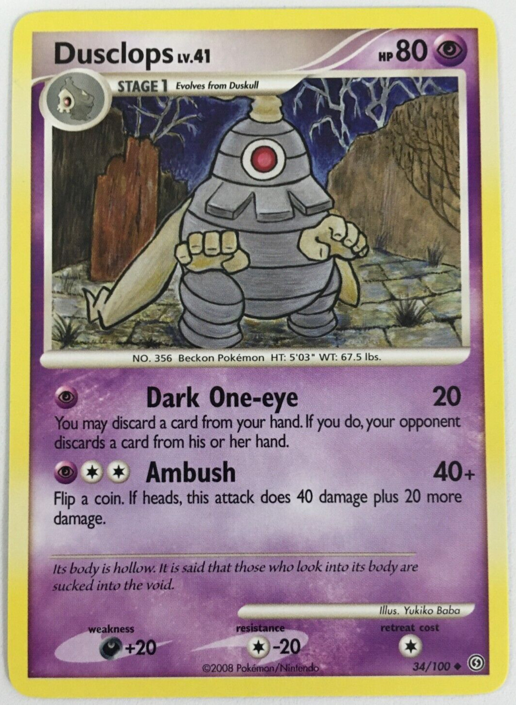 POKEMON DUSCLOPS LV.41 34/100 D&P STORMFRONT UNCOMMON NEAR MINT
