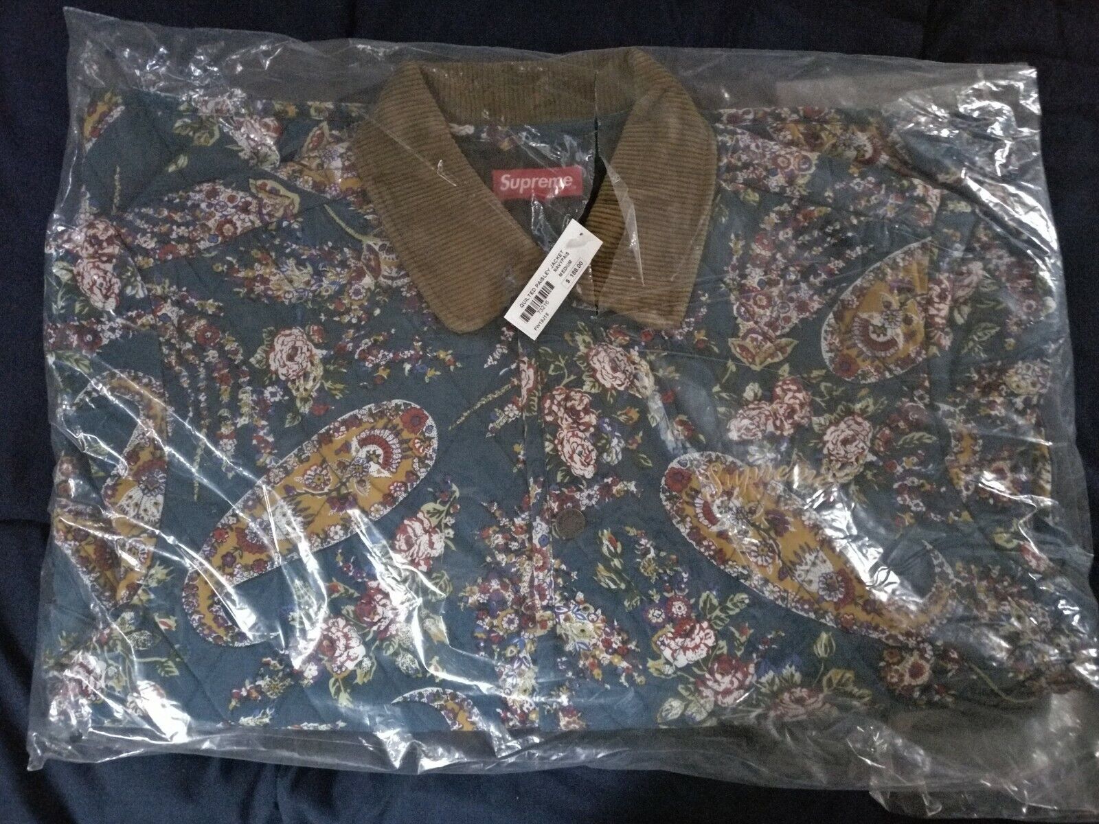 supreme quilted paisley jacket navy L