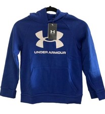 Under Armour Boys Blue Rival Fleece Hoodie Size S