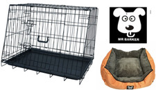 Folding sloped front car transport dog cage 30" puppy crate with super soft bed