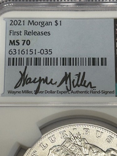 2021 Morgan Silver Dollar NGC MS 70 First Releases Wayne Miller Hand Signed - Picture 2 of 9