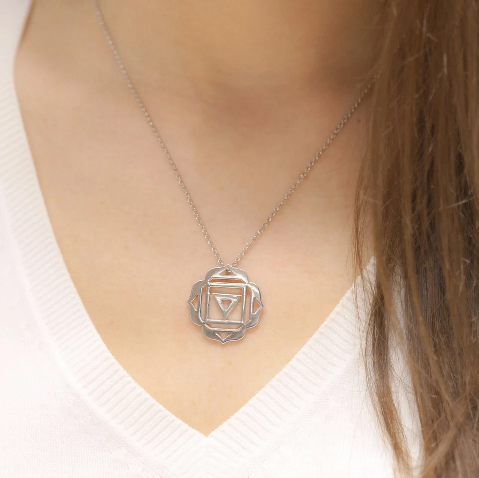 Aris Diamond Damen Kette mit Wurzelchakra Anhänger, Silber (925er) - Bild 2 von 4