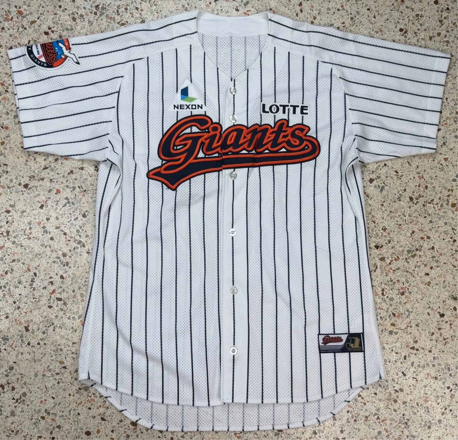 Lotte Busan Giants Rare Pinstriped South Korean Baseball League Jersey Size 110
