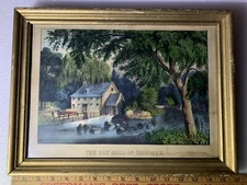 Original Currier and Ives framed print THE OLD MILL - IN SUMMER. C4571