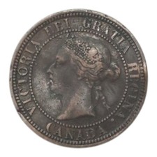 Canada 1 Cent 1881 Queen Victoria Bronze Coin