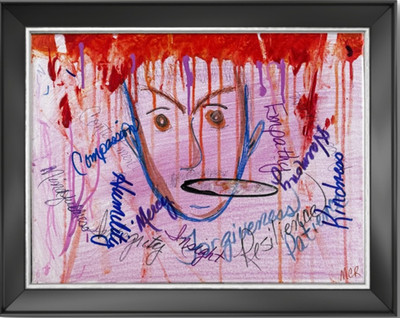 Original Face Mixed Media Art Painting 12x16 Art Home Decor Wisdom Words