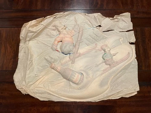 Vintage 1960s Hamms Beer Bear Skiing Vacuform Sign Unused New Old Stock