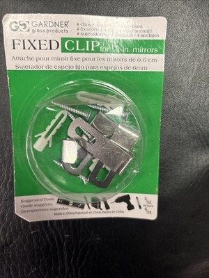 Gardner Fixed Clip for 1/4-inch Mirrors 4 Clips + 4 Screws + 4 Anchors { V}