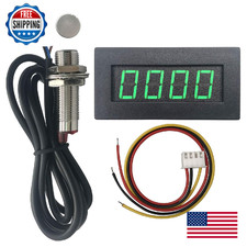 DIGITEN 4-Digit Green LED Tachometer RPM Speed Meter Hall NPN Proximity Sensor