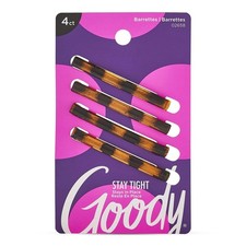Goody Hair Barrettes Clips - 4 Count, Mock Tort - Slideproof and Lock-in Place